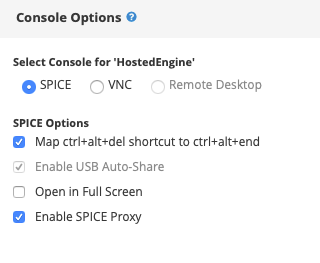 RHV - Console Options